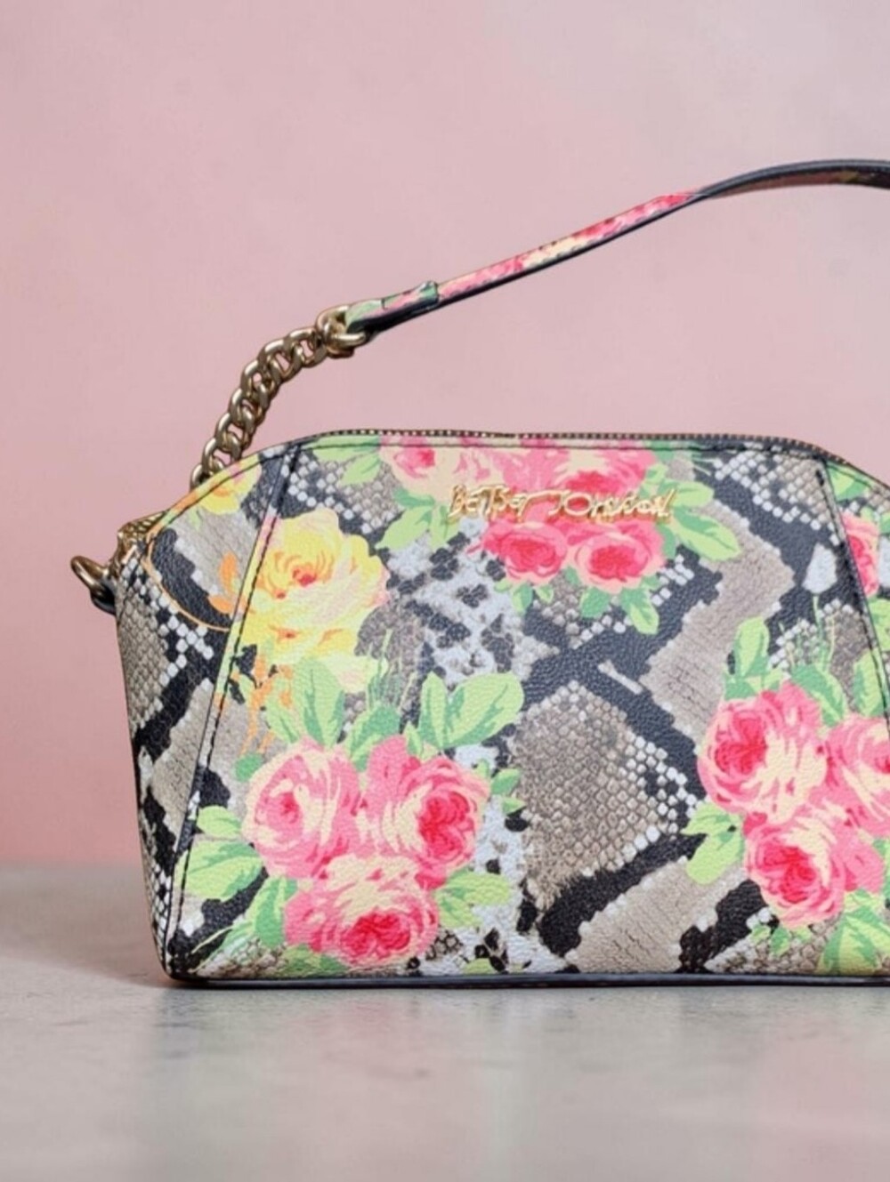 Betsey Johnson Floral Snake-Print Crossbody Bag, NWOT, 9"x6" - Picture 5 of 6